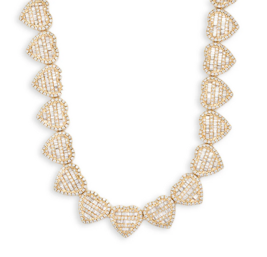 Gold Heart Baguette Tennis Choker