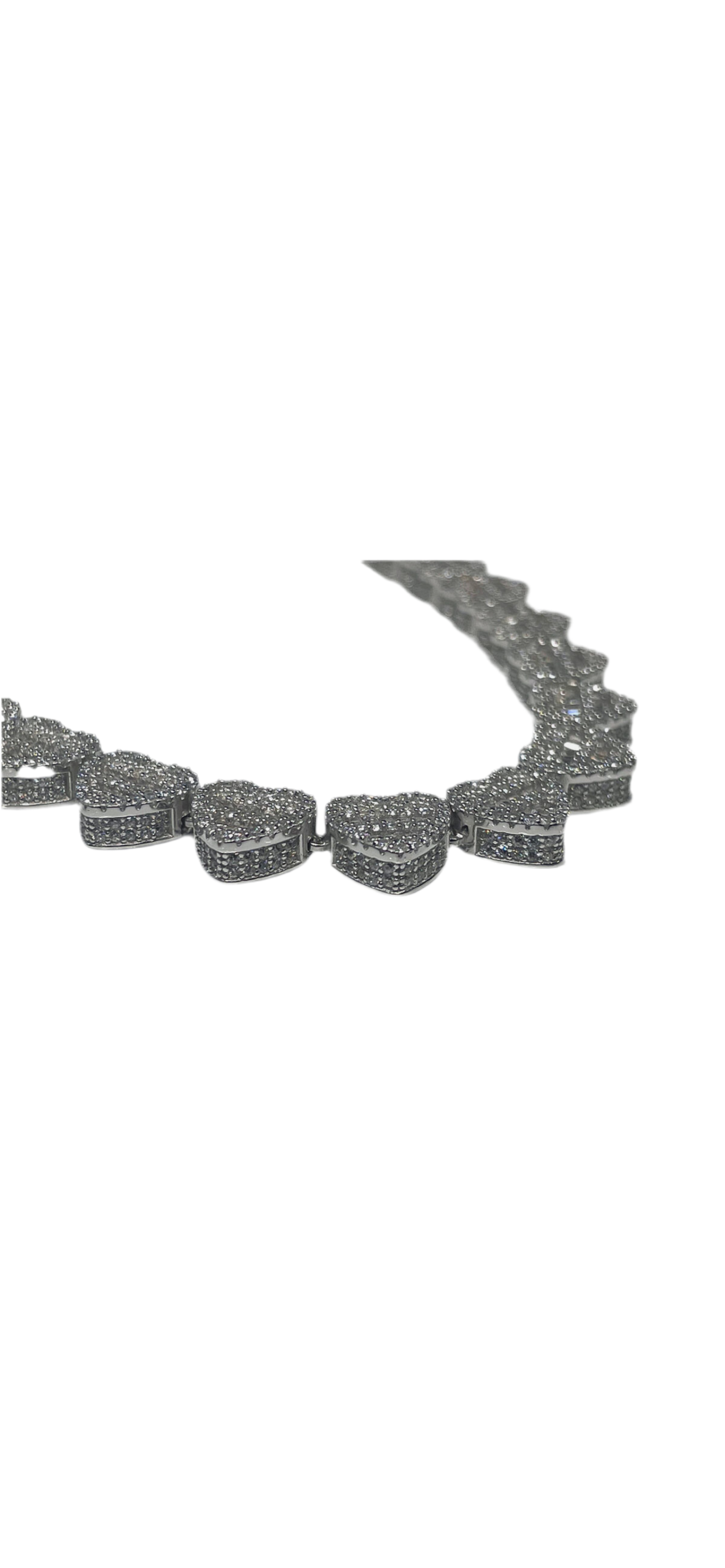 Silver Heart Baguette Tennis Choker